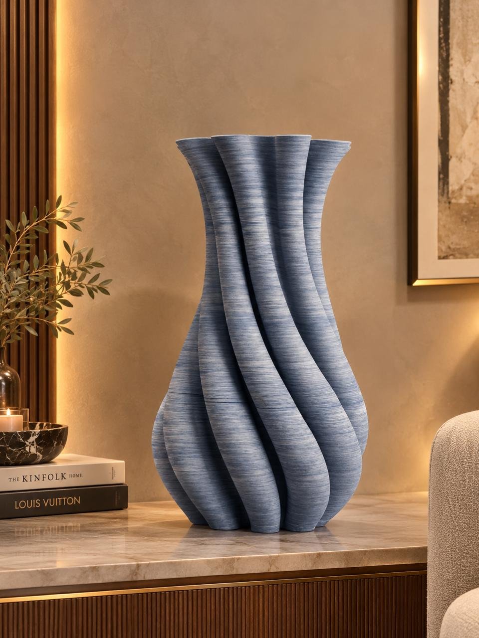 Twisted Flute Denim Vase
